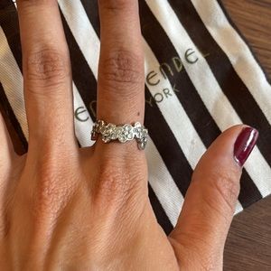 Henri Bendel silver flower cubic zirconia ring